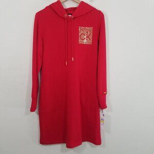 NWT Calvin Klein Hooded Dress with Pockets Long Sleeve Red Size M